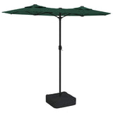 Double-Head Garden Parasol with LEDs Green 316x145 cm 362970