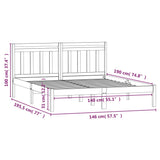 3100573 Bed Frame without Mattress Black Solid Wood 140x190 cm