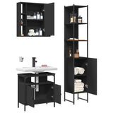 3 Piece Bathroom Cabinet Set Black Engineered Wood 3214735