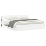 Headboard Cabinet with Storage White Engineered Wood 8001228