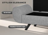 Storage Ottoman with Armrest, Upholstered Linen Storage Bench, Window Seat with Rubberwood Legs, T3398P342472