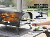 Outdoor Pizza Oven Foldable Legs Pellet Wood Fired Pizza Maker w/ 12" Rotating Stone and Peel T3398P554300