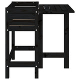 Garden Planter with Folding Tabletop Black Solid Wood Pine 825125