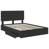 Storage Bed with Headboard Black 150 x 200 cm Engineered Wood 3412673