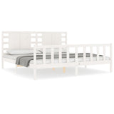 Bed Frame without Mattress White 200x200 cm Solid Wood Pine 3192837