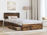 Bed Frame with Headboard Smoked Oak 75 x 190 cm Engineered Wood 3412440