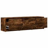 TV Cabinet with LED Smoked Oak 140 x 34 x 40 cm Engineered Wood 3418703