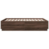 Bed Frame with LED without Mattress Brown Oak 135x190 cm Double 3209652