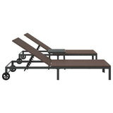 Sunbed Reclining 2-person 3 pcs Brown Poly Rattan 42004130