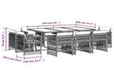 11 Piece Garden Dining Set with Cushions Grey Poly Rattan 3211028