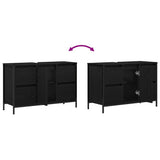 Basin Cabinet with Drawers Black Oak 90x34.5x60 cm 861887