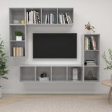 4 Piece TV Cabinet Set Concrete Grey Engineered Wood 3079821