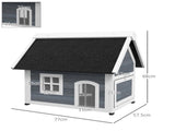 Outdoor Cat House, Wooden Feral Cat Shelter, with Openable Asphalt Roof, Three Doors - Grey T3398P349957