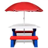 Kids' Picnic Table with Benches and Parasol Multicolour 41455