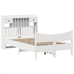 ZNTS Bed Frame without Mattress White 120x190 cm Small Double Solid Wood Pine 3323396