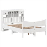 ZNTS Bed Frame without Mattress White 120x190 cm Small Double Solid Wood Pine 3323396