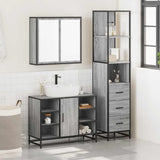 3 Piece Bathroom Furniture Set Grey Sonoma Engineered Wood 3301153