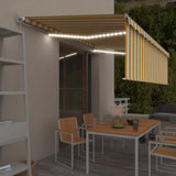 Manual Retractable Awning with Blind&LED 5x3m Yellow&White 3069343