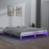LED Bed Frame without Mattress White 200x200 cm Solid Wood 820627
