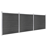 Fence Panel Set WPC 526x186 cm Black 3070430