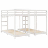 Triple Bunk Bed Frame White 200 x 200 cm Solid Pine Wood 3414559