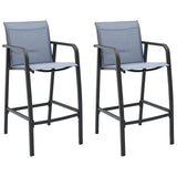 Garden Bar Chair Set of 2 Grey Textilene, Steel Adjustable 48118