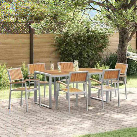 Garden Dining Set 7 pcs Grey and brown 3284370