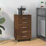 Drawer Cabinet with Castors Brown Oak Engineered Wood 342676