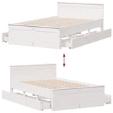Bed Frame without Mattress with Headboard White 135x190 cm Double Solid Wood Pine 3308781