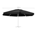 ZNTS Replacement Fabric for Outdoor Parasol Black 600 cm 312552