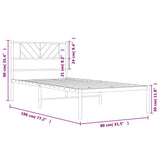 Metal Bed Frame without Mattress with Headboard Black 75x190cm 372169