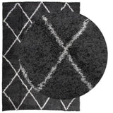 Shaggy Rug PAMPLONA High Pile Modern Black and Cream 240x340 cm 375417