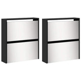 Shoe Cabinet with Mirror 4-Layer Black 63x17x134 cm 3228274