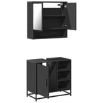 ZNTS 2 Piece Bathroom Furniture Set Black Engineered Wood 3300935