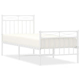 Metal Bed Frame without Mattress with Footboard White 75x190cm 373748