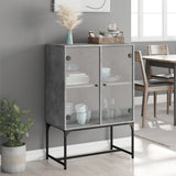 Side Cabinet with Glass Doors Concrete Grey 69x37x100 cm 836549