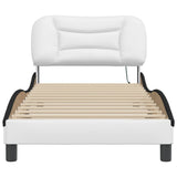 Bed Frame with LED without Mattress "Hvar" White and Black 90x190 cm 3213905