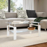 Coffee Table White and Transparent 95x55x40 cm Tempered Glass 330304
