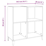 ZNTS Record Cabinet Grey Sonoma 84.5x38x89 cm Engineered Wood 832003