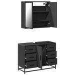 ZNTS 2 Piece Bathroom Furniture Set Black Engineered Wood 3300900