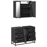 ZNTS 2 Piece Bathroom Furniture Set Black Engineered Wood 3300900