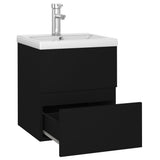 Sink Cabinet with Built-in Basin Black Engineered Wood 3071622