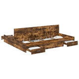 Storage Bed Frame Smoked Oak 200 x 200 cm Engineered Wood 3335265