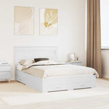 Bed Frame with Drawer White 160 x 200 cm Engineered Wood 3409966