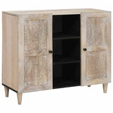 Sideboard Bleached White 90 x 33 x 75 cm Solid Mango Wood 4018144