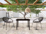 Dining Set Black Powder-coated steel, glass, PVC rattan Stackable 3099131
