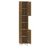 ZNTS Bathroom Cabinet Smoked Oak 30x30x179 cm Engineered Wood 825831