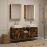 Bathroom Cabinet Set 5 pcs Smoked Oak Engineered Wood 3406411