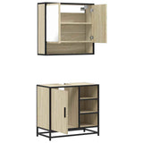 2 Piece Bathroom Furniture Set Sonoma Oak Engineered Wood 3300936