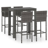 Garden Bar Set Grey PE rattan, powder-coated steel Large Footrest 3064812